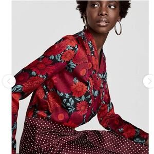 Zara Red Floral Bodysuit